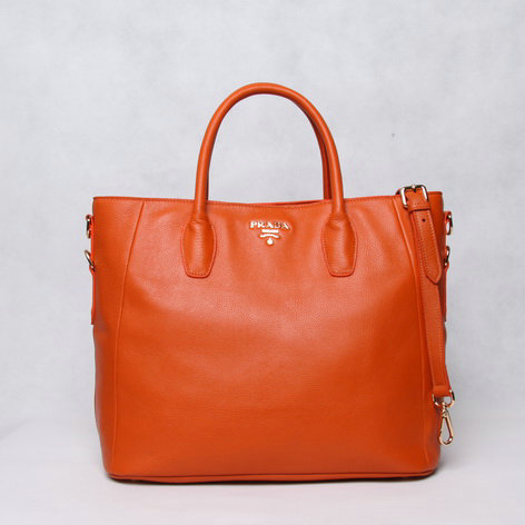 2014 Prada original grainy calfskin tote bag BN2537 orange